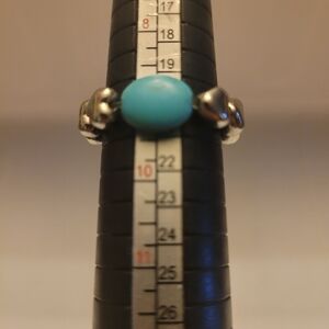 Handcrafted Turquoise Stone With Silver Tone Heart Shape Stretch Ring Western